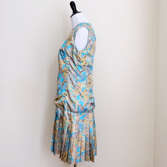 Bold Handmade Vintage Silk Drop Waist Dress - Picture 2 of 5